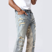 Smoke Rise Long Tapestry Insert Jeans - Vanilla Blue