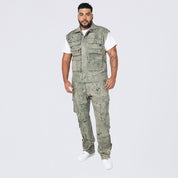 Big and Tall - Splatter Print Twill Utility Vest