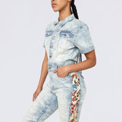 Boot Cut Tapestry Denim Jumpsuit