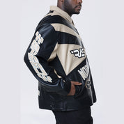 Smoke Rise Big and Tall Big and Tall - Vegan Leather Racing Jacket - Khaki