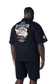Big and Tall - Fashion Military Windbreaker Shirt - Black