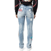 Smoke Rise RED High Rise Graphic Straight Denim Jeans - Cabana Blue