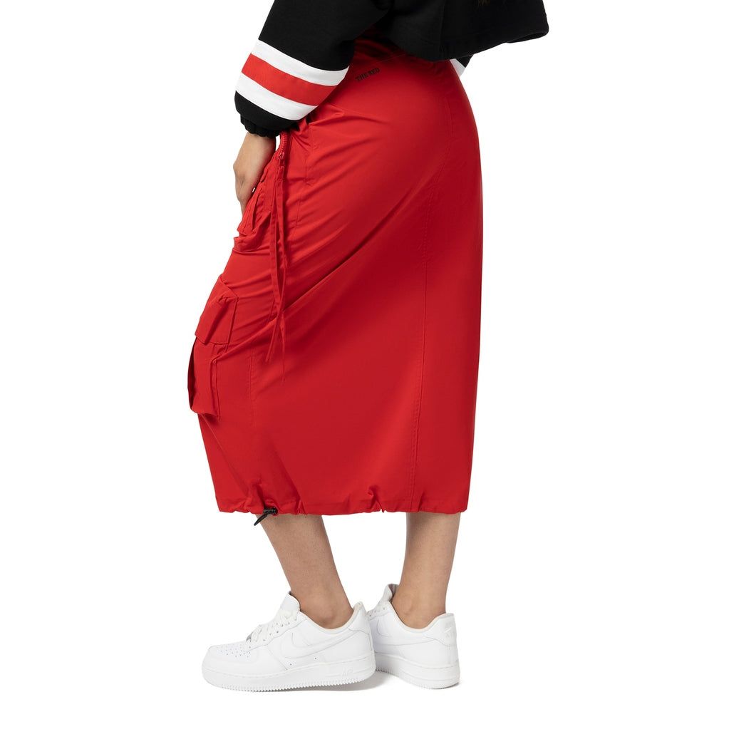 Smoke Rise RED Utility Straight Long Skirt - True Red