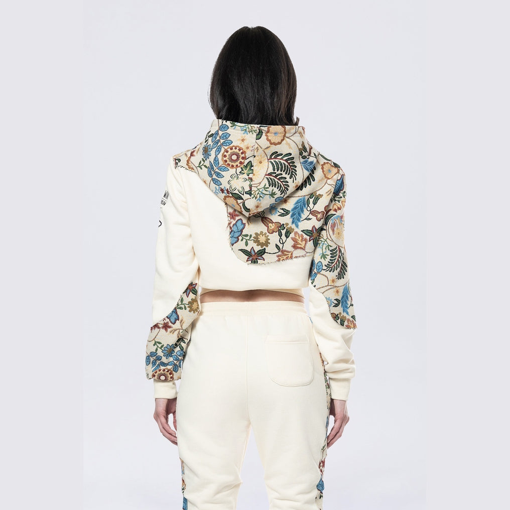 Smoke Rise RED Tapestry Full Zip Cropped Hoodie - Botanic