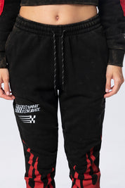 Smoke Rise RED Stacked Racing Flames Jogger - Black
