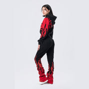 Smoke Rise RED Cropped Racing Hoodie - Black