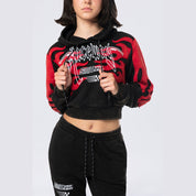 Smoke Rise RED Cropped Racing Hoodie - Black