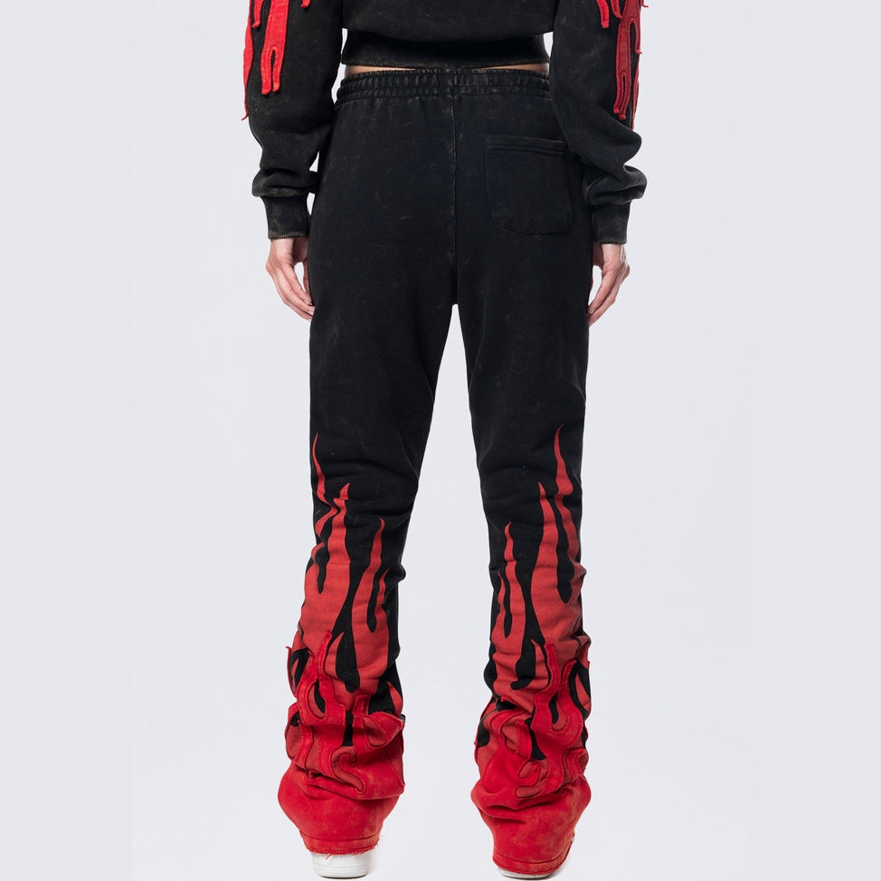 Smoke Rise RED Stacked Racing Flames Jogger - Black