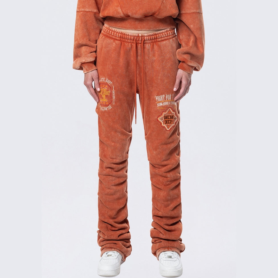 Smoke Rise RED High Rise Stacked Fleece Pants - Picante