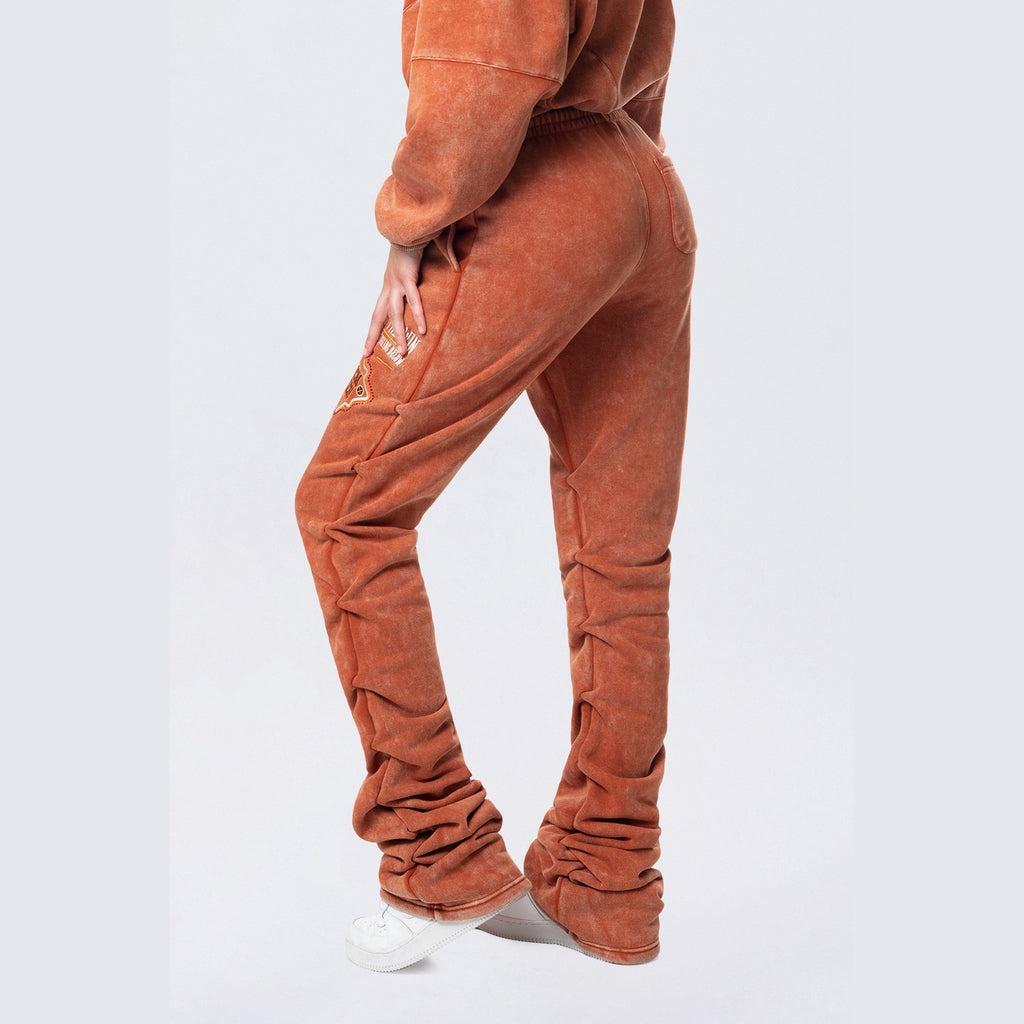 Smoke Rise RED High Rise Stacked Fleece Pants - Picante