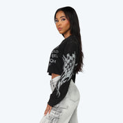 Cropped Crew Neck Pull Over - Hematite