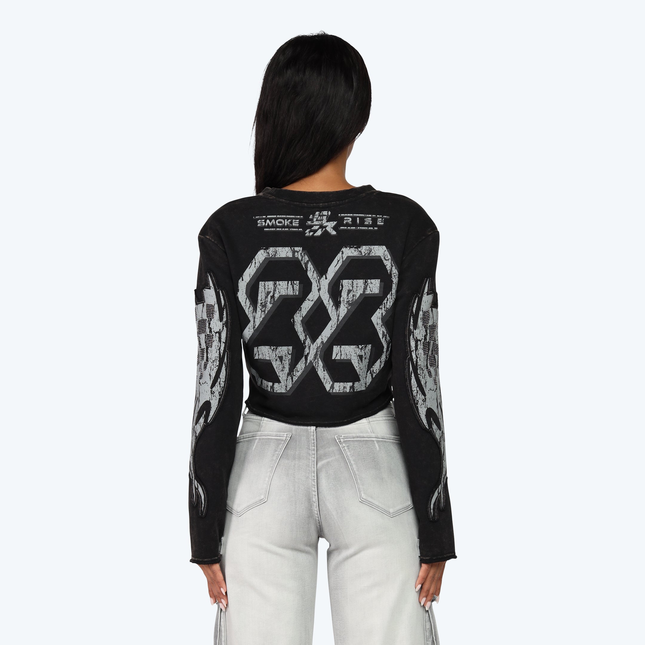 Cropped Crew Neck Pull Over - Hematite