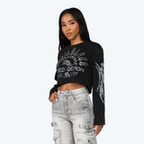 Cropped Crew Neck Pull Over - Hematite