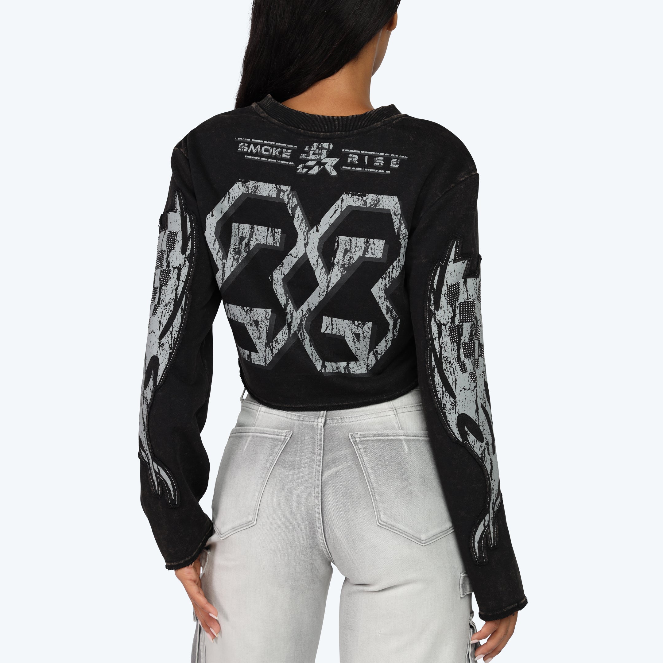 Cropped Crew Neck Pull Over - Hematite
