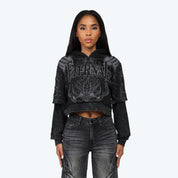 French Terry Hoodied 2-Fer - Nebula Black