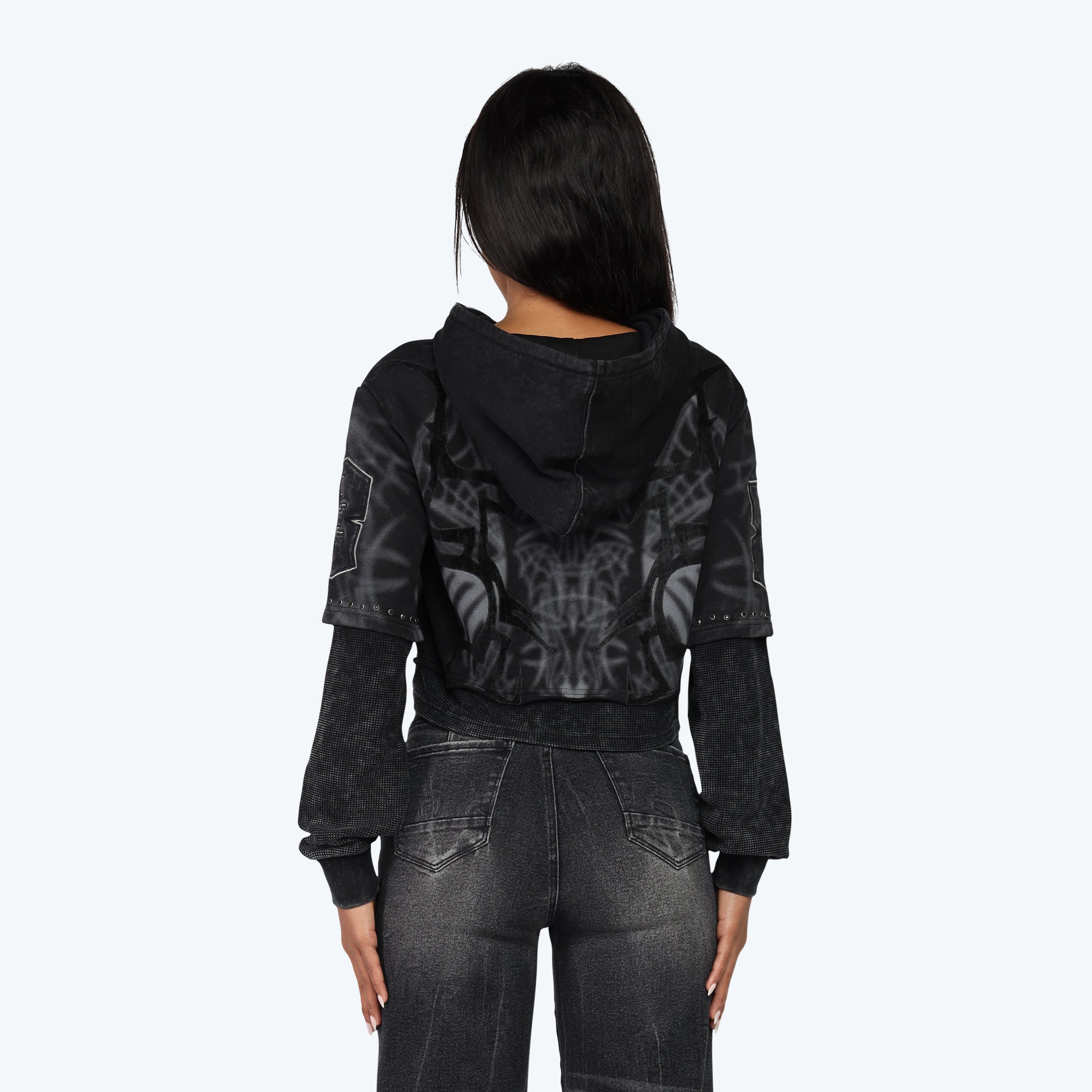 French Terry Hoodied 2-Fer - Nebula Black