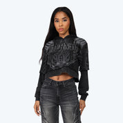 French Terry Hoodied 2-Fer - Nebula Black