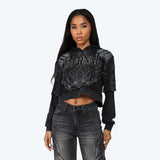 French Terry Hoodied 2-Fer - Nebula Black