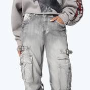 High Rise Wide Leg Jeans - Radiant Grey