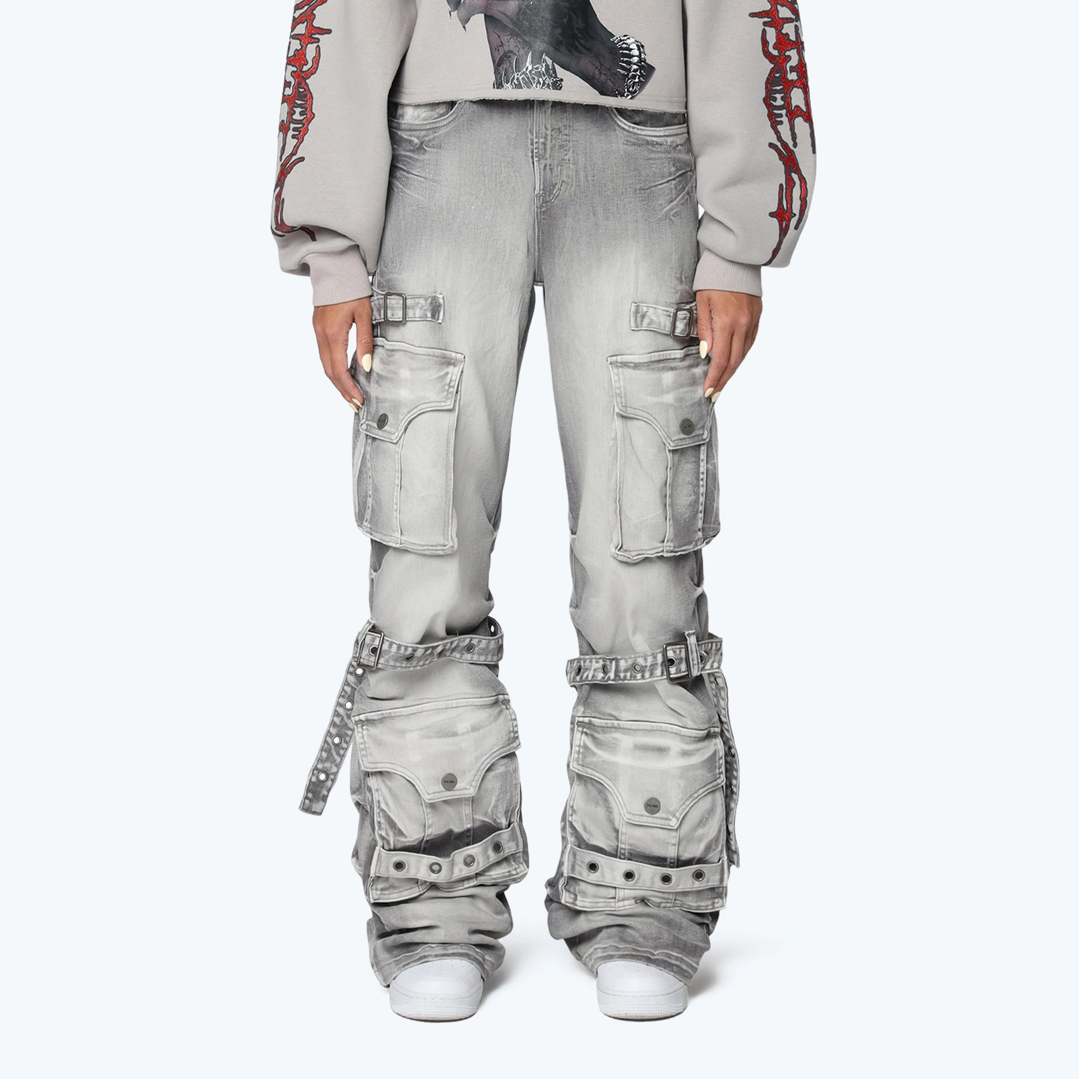 High Rise Wide Leg Jeans - Radiant Grey