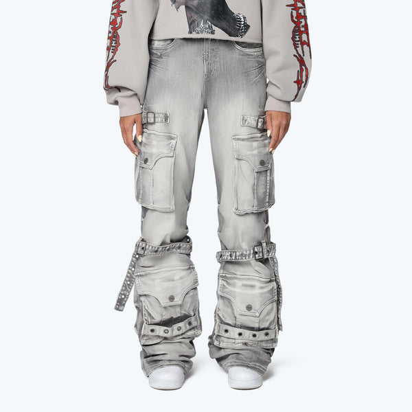 High Rise Wide Leg Jeans - Radiant Grey