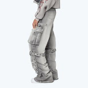 High Rise Wide Leg Jeans - Radiant Grey