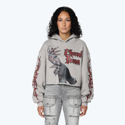 Oversized Cropped Rhinestone 2-Fer Hoodie - Drizzle