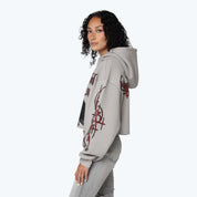 Oversized Cropped Rhinestone 2-Fer Hoodie - Drizzle