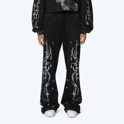 Wide Leg Metallic Printed Pants - Hematite