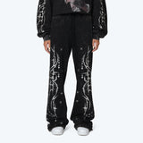 Wide Leg Metallic Printed Pants - Hematite