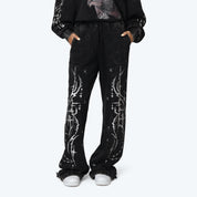 Wide Leg Metallic Printed Pants - Hematite