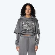 Cropped 2-Fer Hoodie - Frost Grey