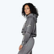 Cropped 2-Fer Hoodie - Frost Grey