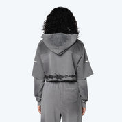Cropped 2-Fer Hoodie - Frost Grey