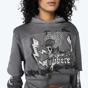 Cropped 2-Fer Hoodie - Frost Grey