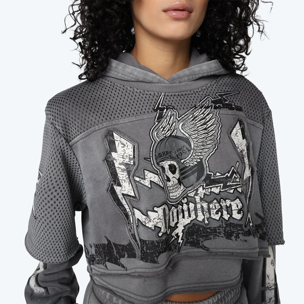 Cropped 2-Fer Hoodie - Frost Grey