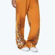 Wide Leg Printed Pants - Golden Oak