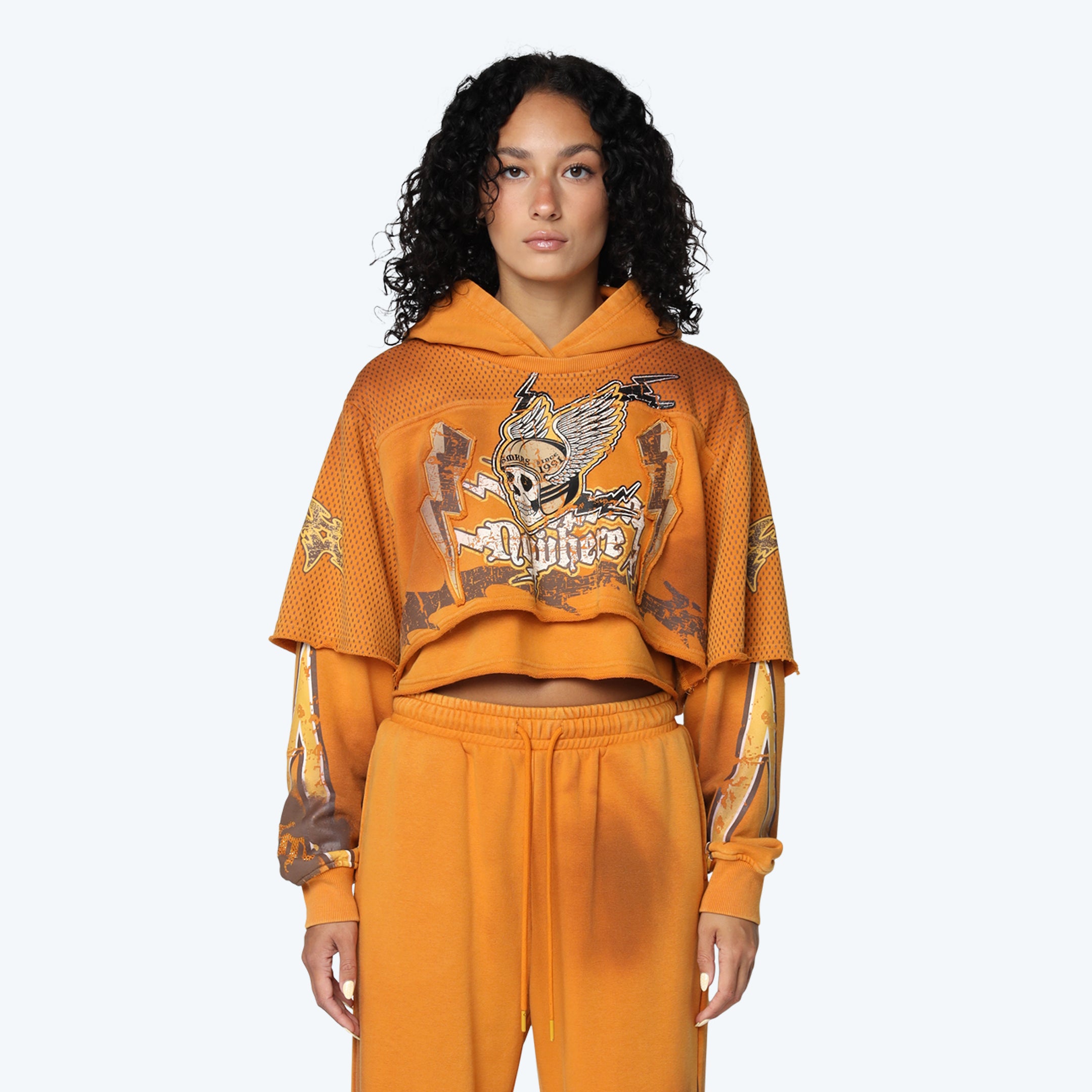 Cropped 2-Fer Hoodie - Golden Oak