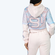 Graphic Print 2-Fer Hoodie - Misty Rose