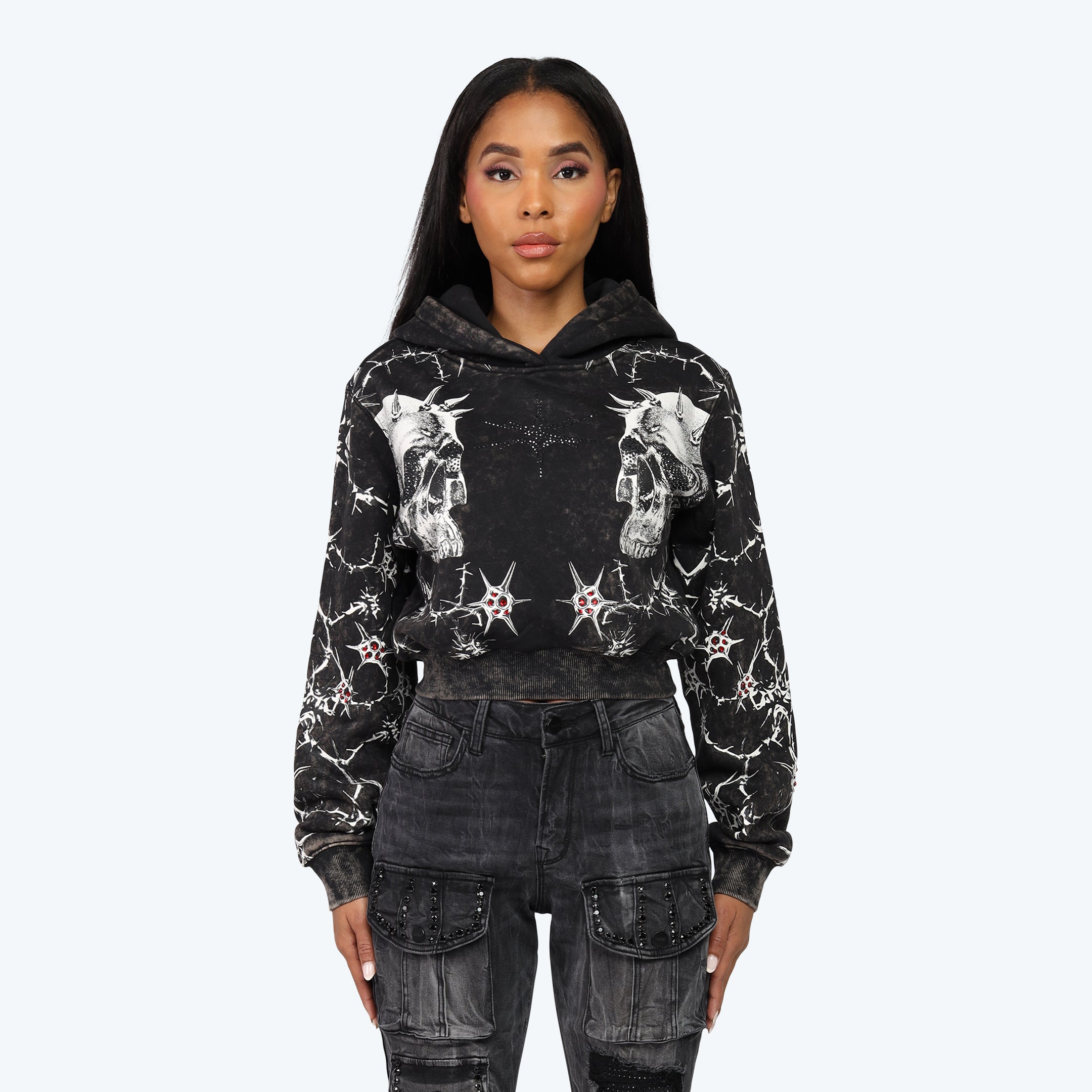 Cropped Dystopia Hoodie - Hematite