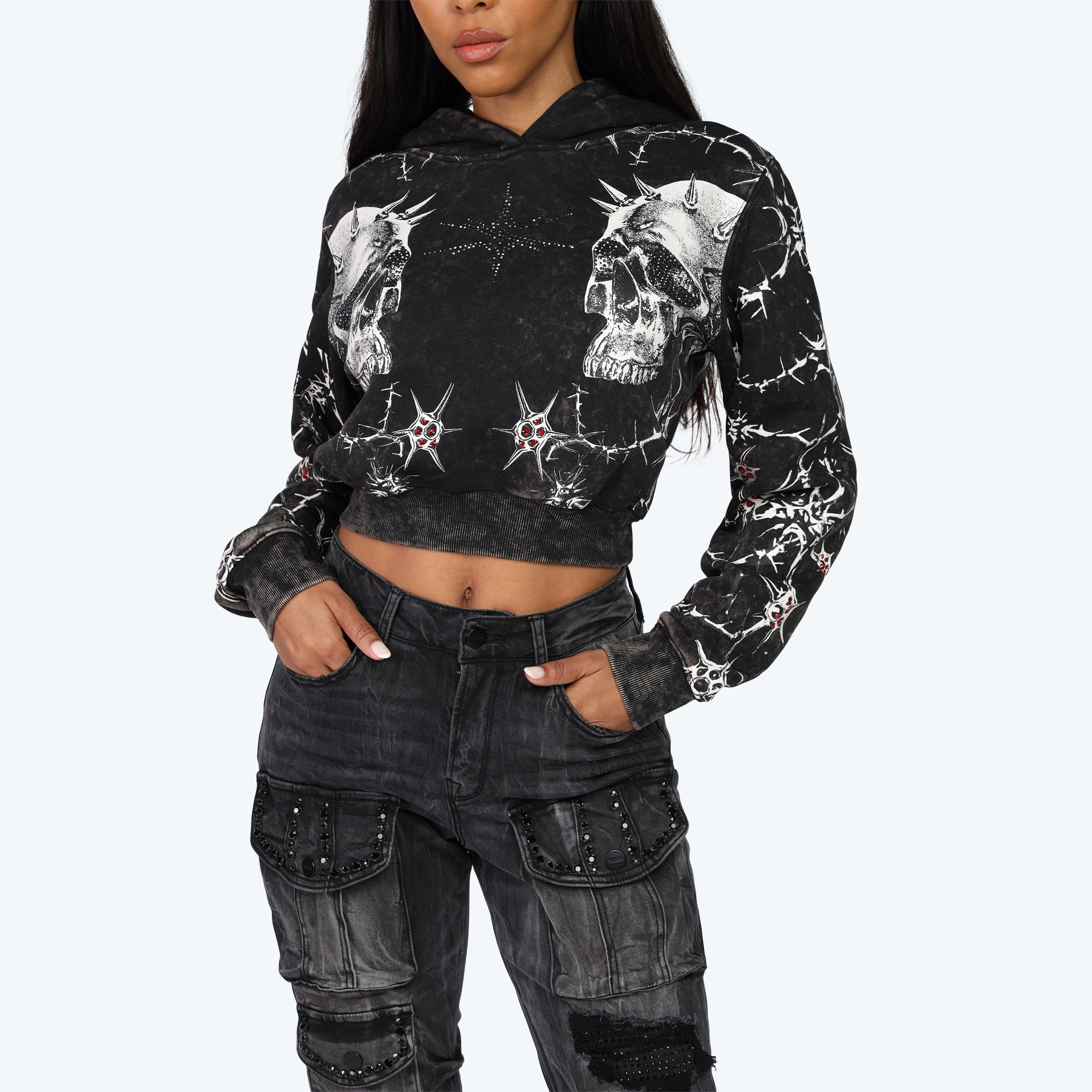 Cropped Dystopia Hoodie - Hematite