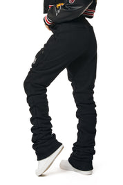 Smoke Rise RED Stacked Utility High Rise Fleece Pants - Black
