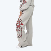 Wide Leg Metallic Printed Pants - Drizzle