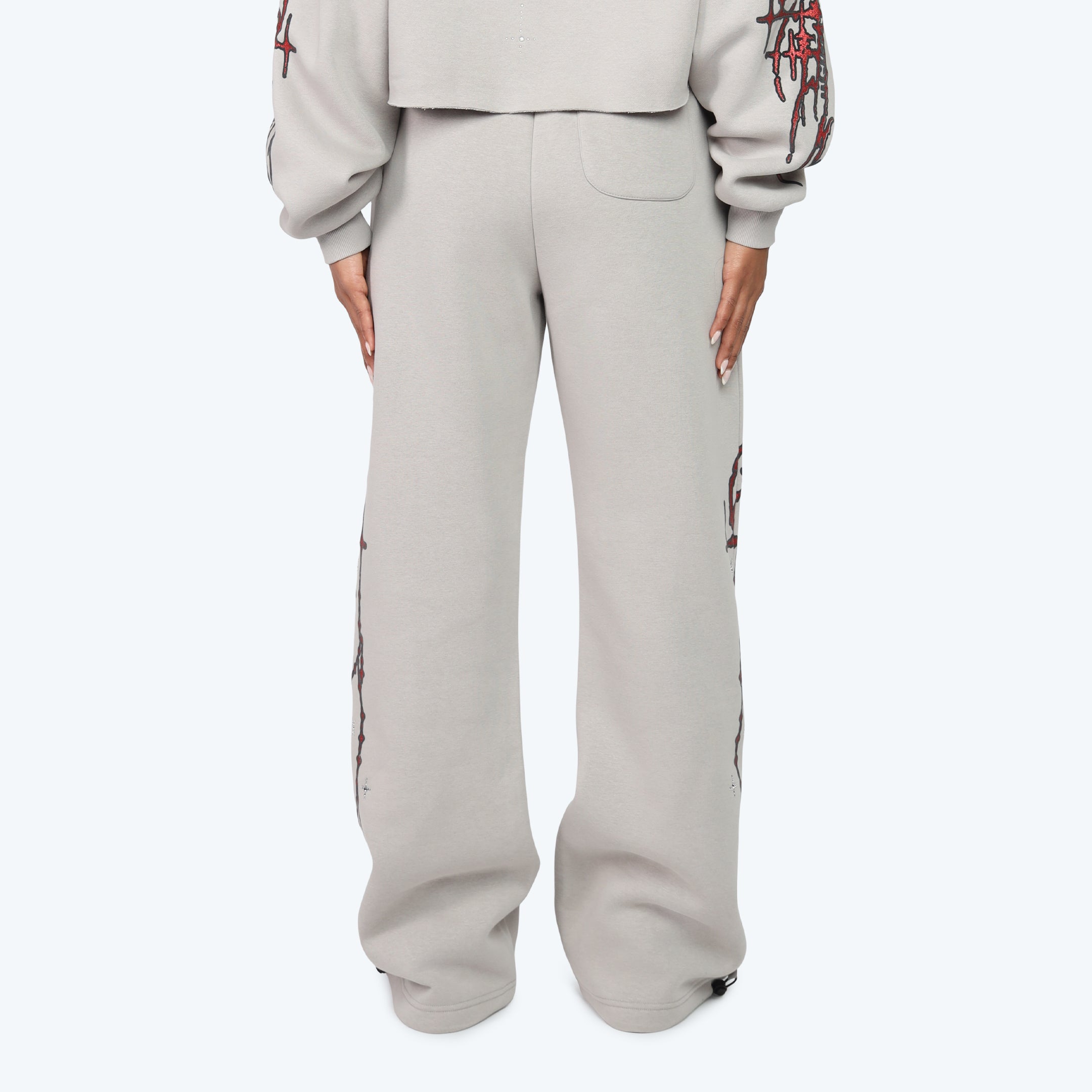 Wide Leg Metallic Printed Pants - Drizzle