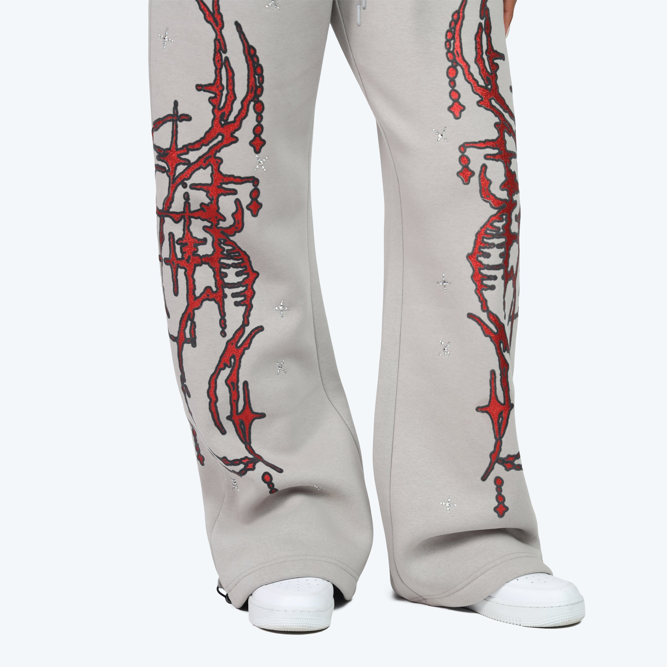 Wide Leg Metallic Printed Pants - Drizzle