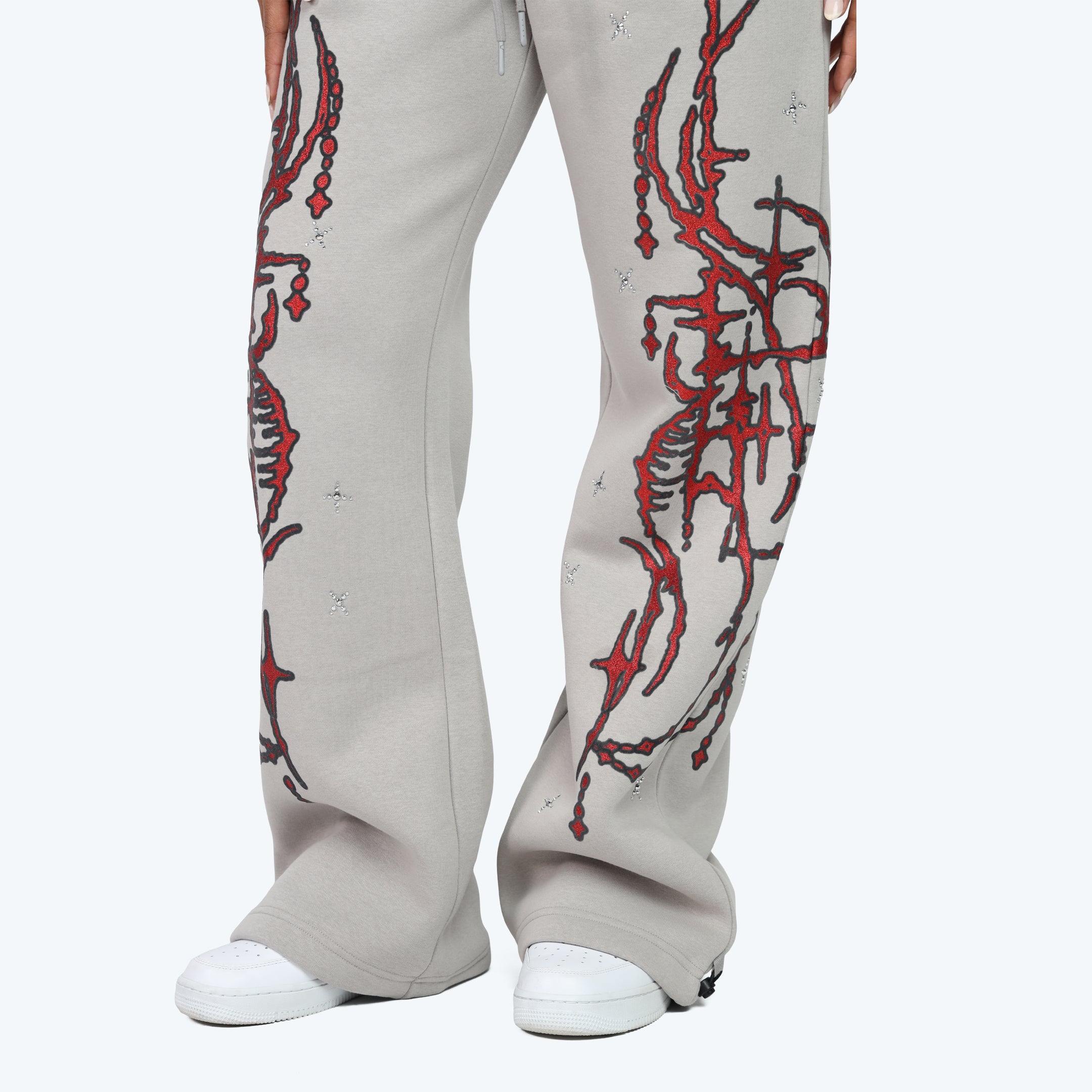 Wide Leg Metallic Printed Pants - Drizzle