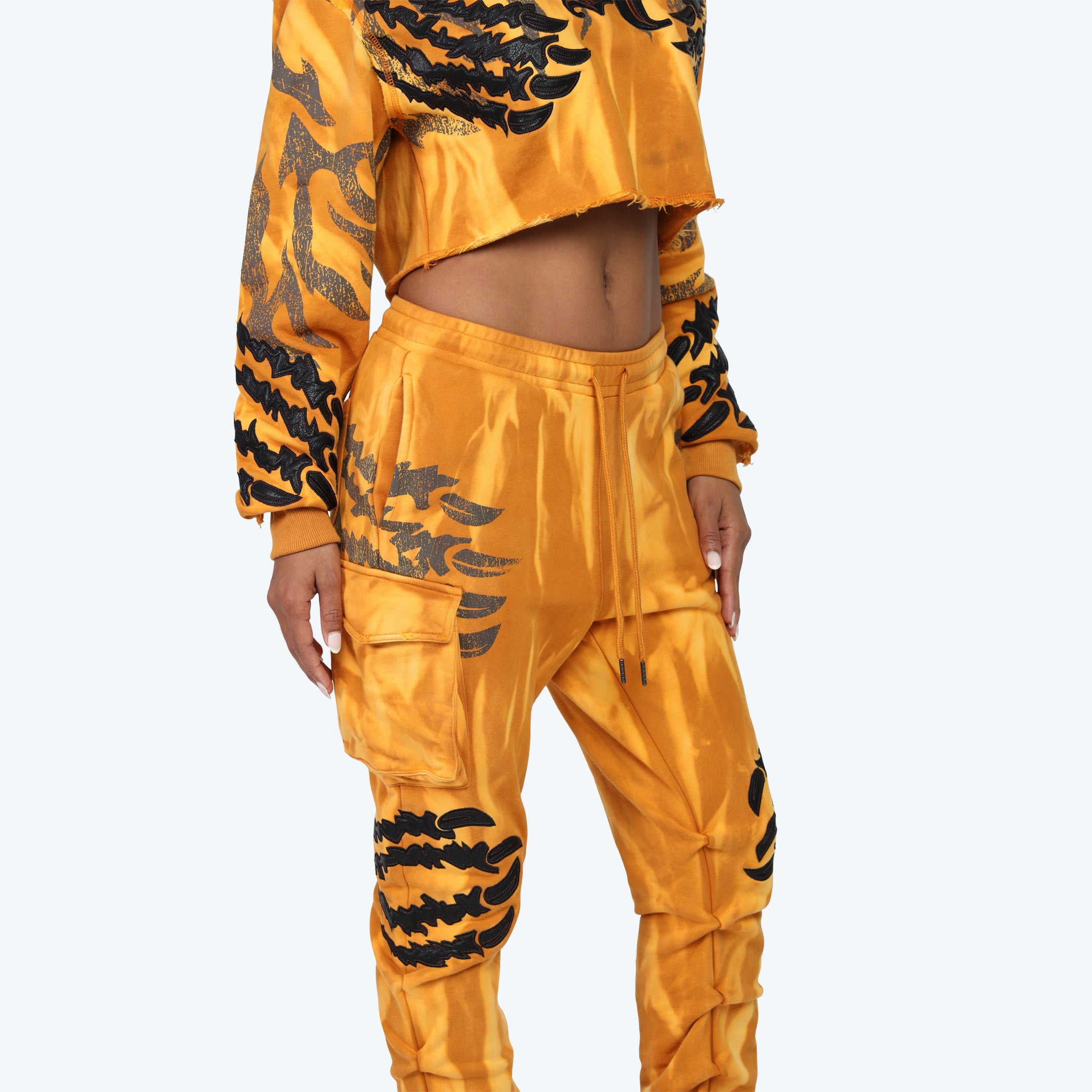 High Rise Stacked Cargo Pants - Golden Oak