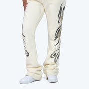 High Rise Stacked Printed Pants - Turtledove