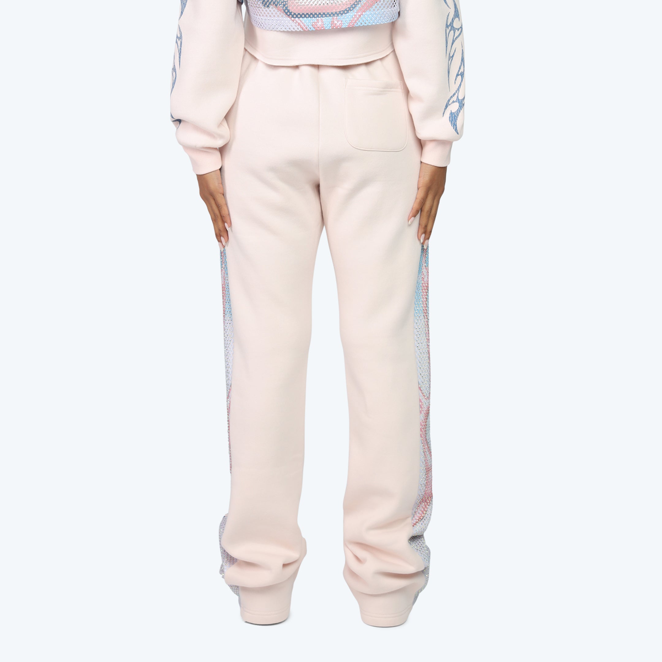 High Rise Stacked Fleece Pants - Misty Rose