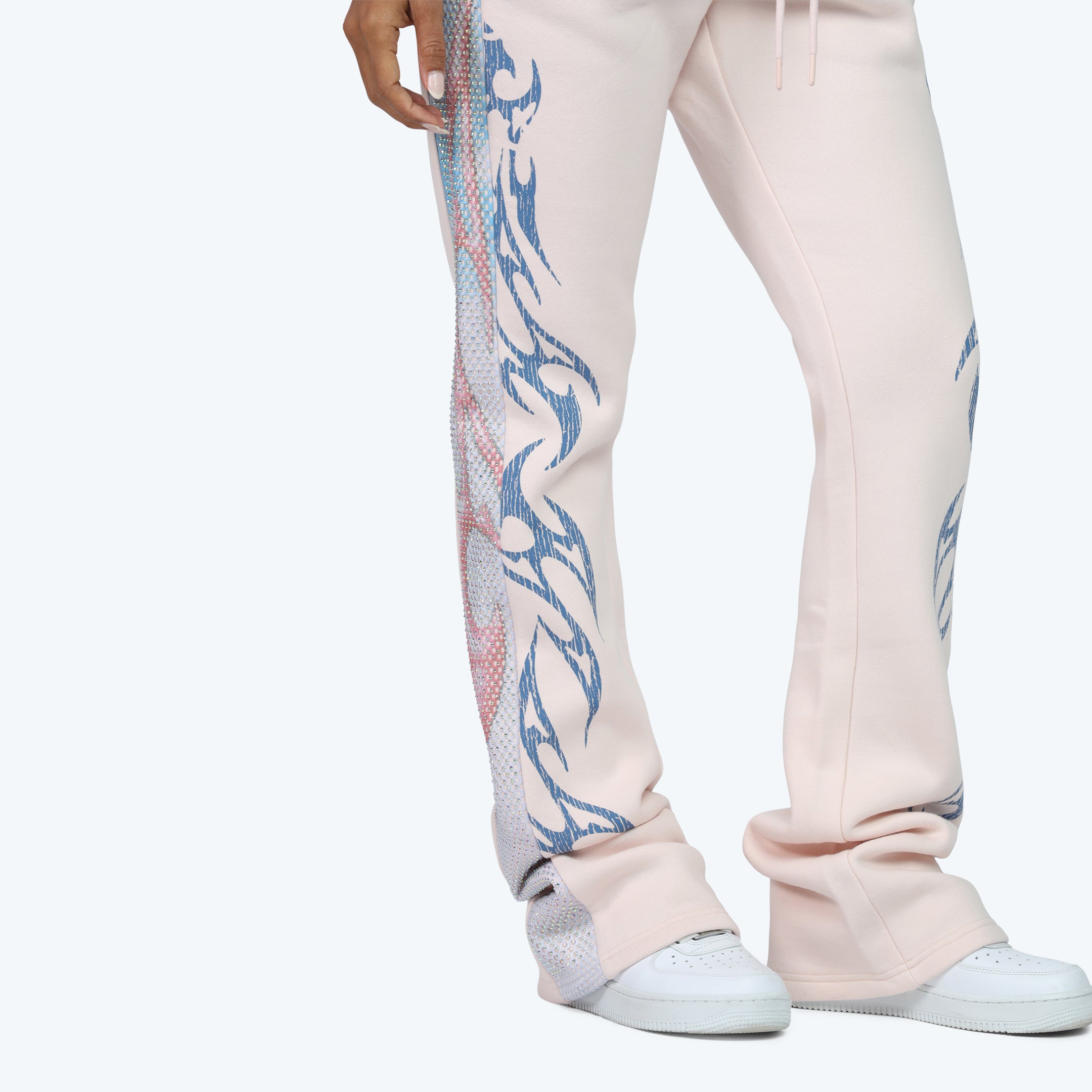 High Rise Stacked Fleece Pants - Misty Rose